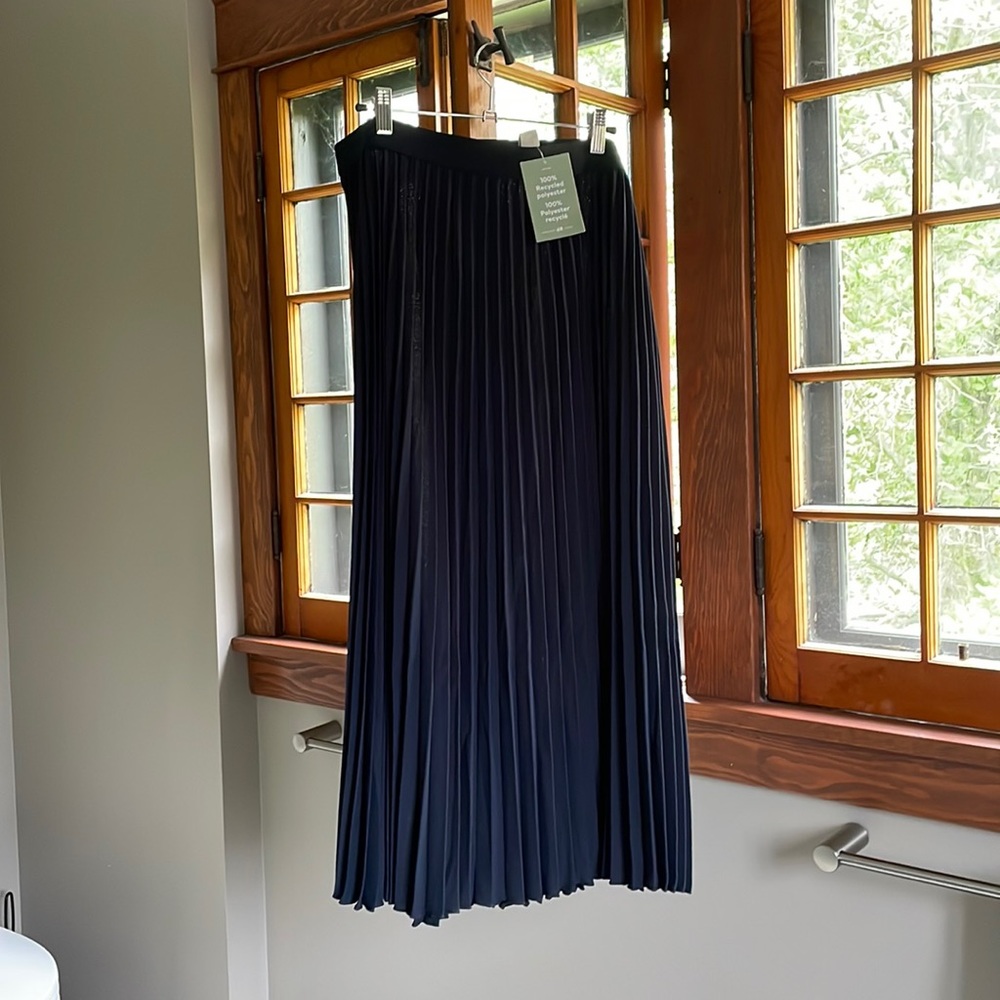Navy pleated skirt.